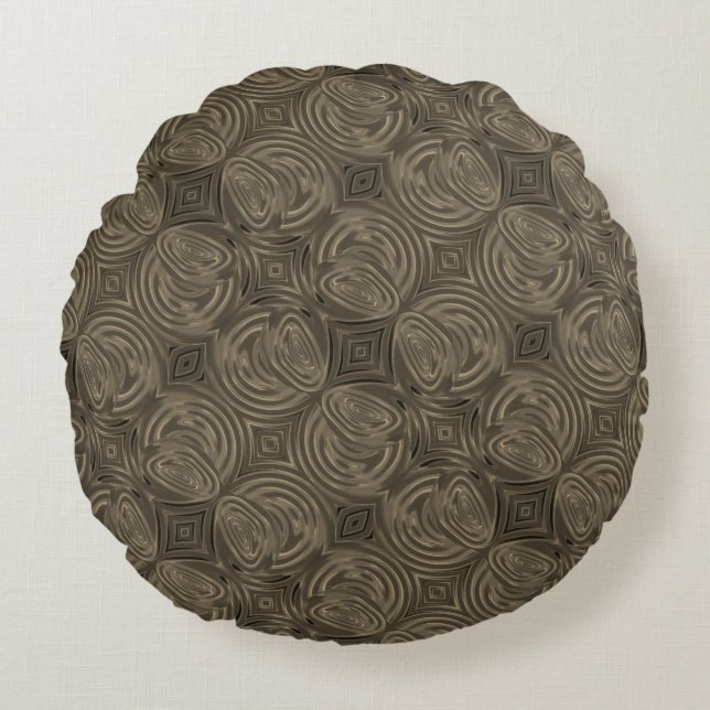 Cojín Redondo Círculos de chocolate que se repiten (Anverso)