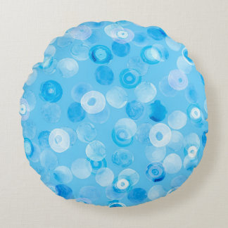 Cojín Redondo Círculos de invierno: Resumen de puntos de polka.