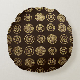 Cojín Redondo Círculos dorados: patrón dibujado a mano