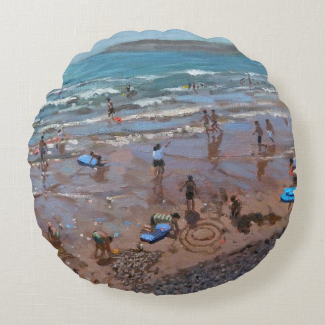 Cojín Redondo Círculos en la arena Sidmouth 2007 (Anverso)