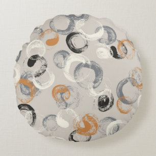 Cojín Redondo Círculos grises: patrón simple sin foco