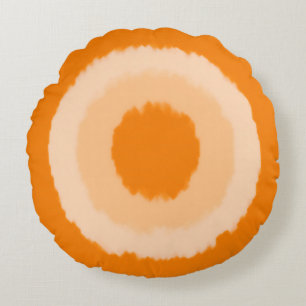 Cojín Redondo Círculos modernos tribales de batik - naranja mand