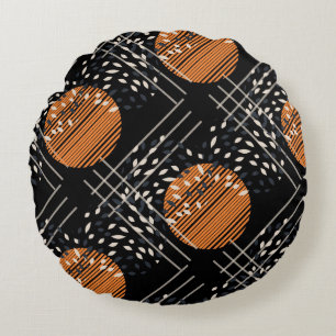 Cojín Redondo Círculos naranjas Resumen Patrón de cosecha