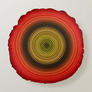 Cojín Redondo Círculos - Negro amarillo rojo