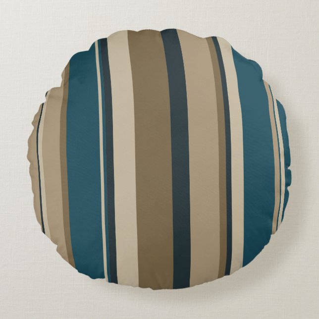 Cojín Redondo Círculos verde azulados y Toupe (Anverso)