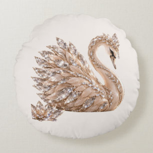 Cojín Redondo Cisne de Cristal de Lujo
