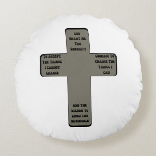 Cojín Redondo Cita cruzada de oración de la serenidad