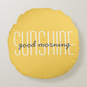Cojín Redondo Cita de Buen Día Sol Amarillo Decorativo