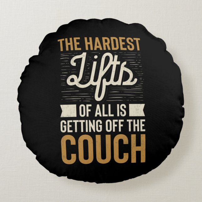 Cojín Redondo Cita de Halterofilia de Fitness Gym Workout (Anverso)