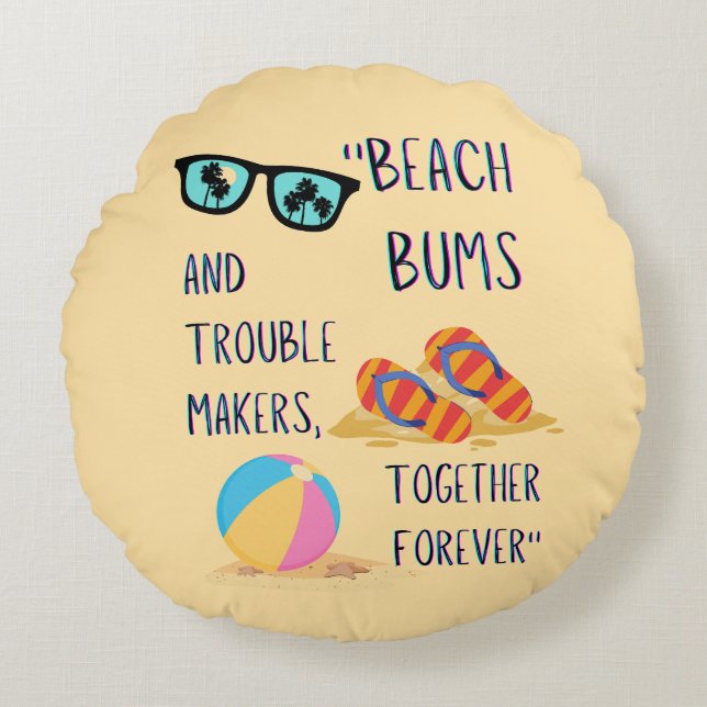 Cojín Redondo cita del día de la playa (Anverso)