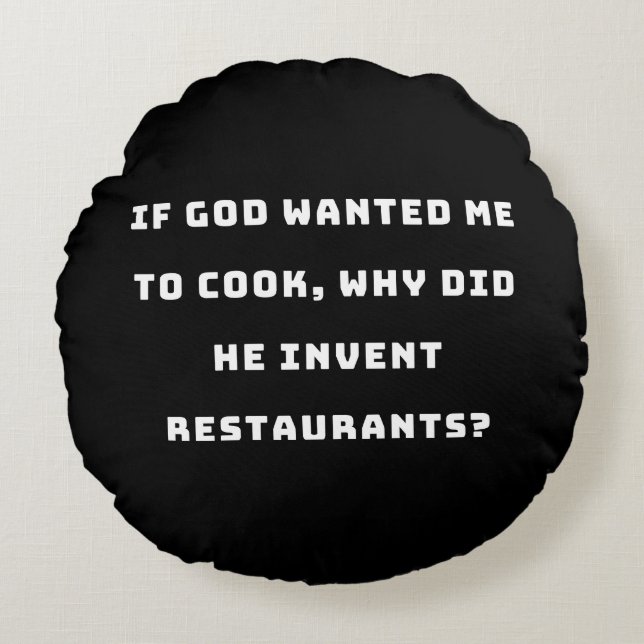 Cojín Redondo Cita divertida de ama de casa, odio la cocina grac (Anverso)