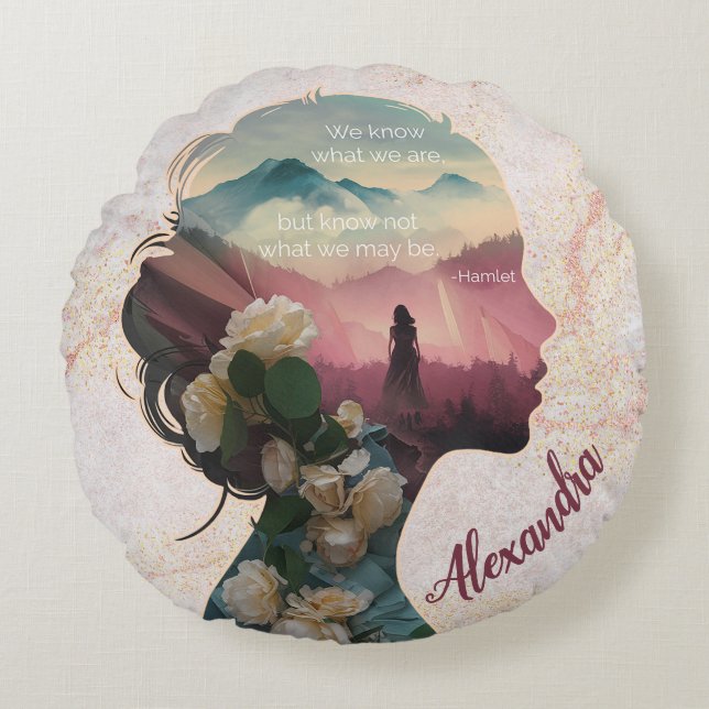 Cojín Redondo Cita Inspiradora de Keepsake personalizado moderna (Anverso)