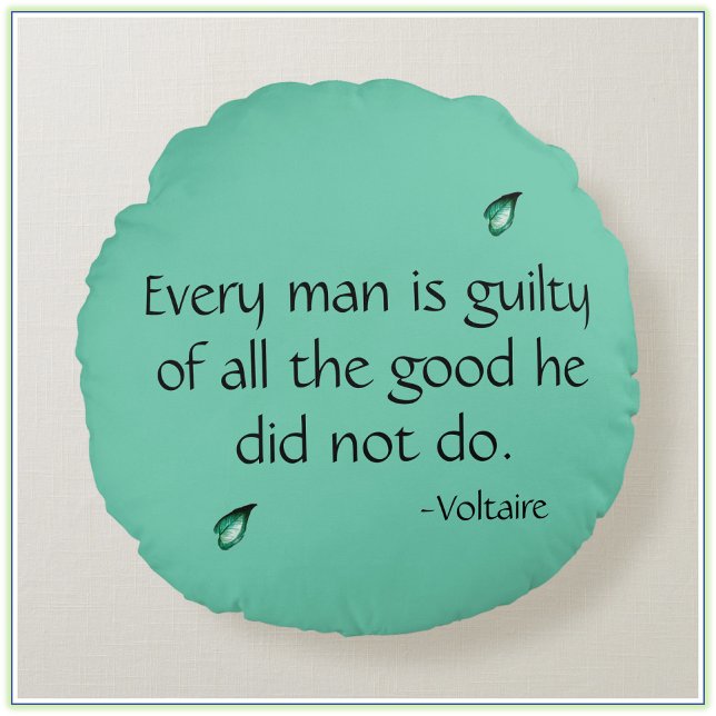 Cojín Redondo Cita Inspiradora de Voltaire (Subido por el creador)