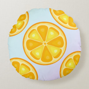 Cojín Redondo Cítrico TROPICAL SUMMER FRUIT Naranja limones Slic