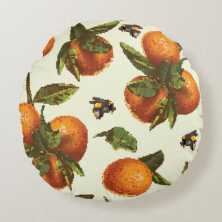 Cojín Redondo Citrus y Bumblebee: sin foco vintage