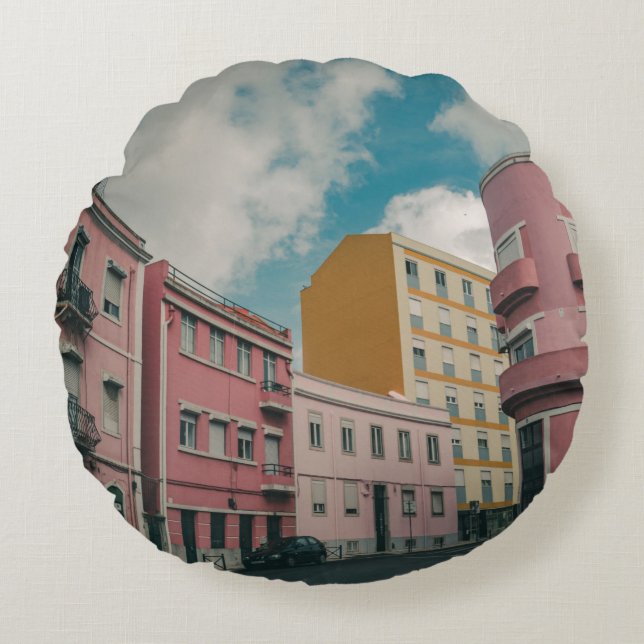 COJÍN REDONDO CIUDAD COLORIDA (Anverso)