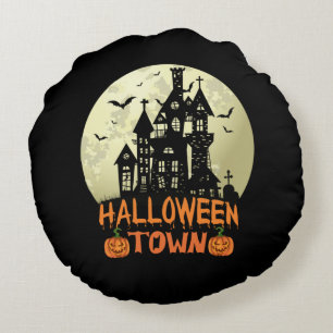 Cojín Redondo Ciudad de Halloween