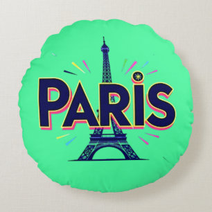 Cojín Redondo Ciudad de las Luces: Audaz Arte de la tipografía d