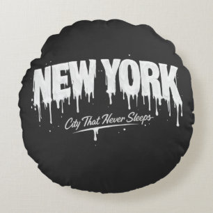 Cojín Redondo Ciudad de Nueva York que nunca duerme
