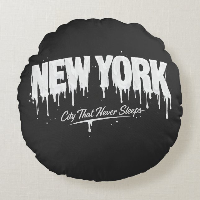 Cojín Redondo Ciudad de Nueva York que nunca duerme (Anverso)