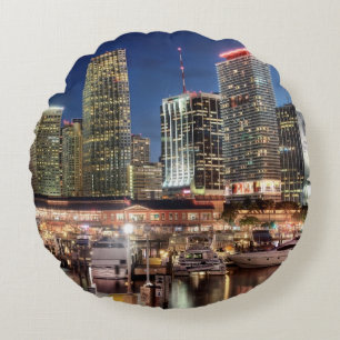 Cojín Redondo Ciudad del horizonte de Miami en la Florida