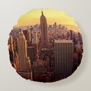 Cojín Redondo Ciudad del horizonte de Nueva York con el estado