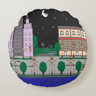 Cojín Redondo Ciudad nocturna