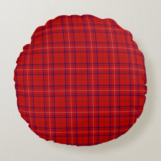 Cojín Redondo Clan Rosa Tartan Plaid (Anverso)