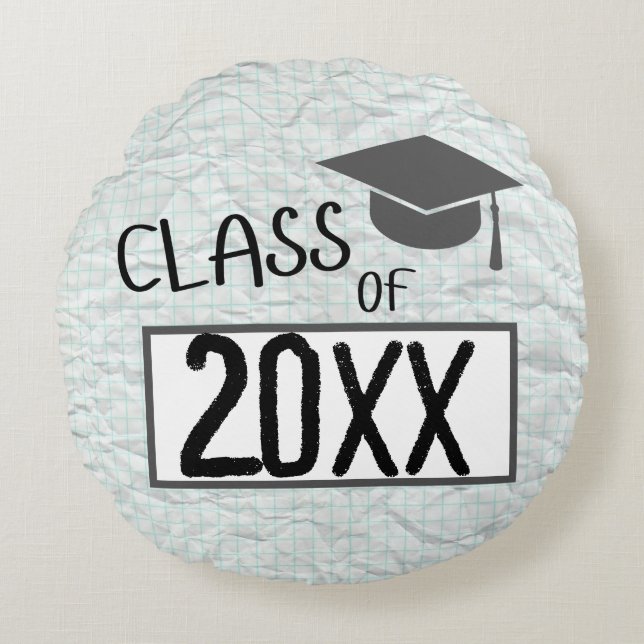 Cojín Redondo Clase de graduación de 2025 (Anverso)
