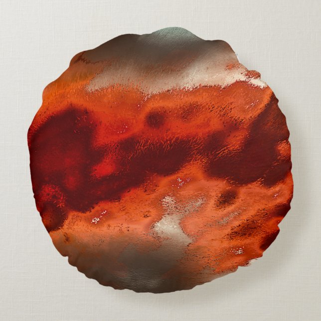 Cojín Redondo Clásico a teñido de tonos rojos y corales intensos (Reverso)