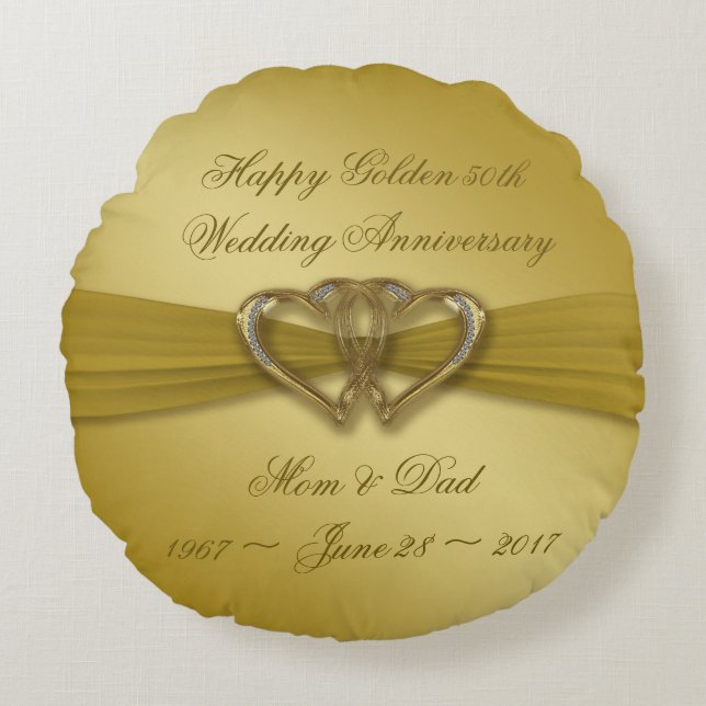 Cojín Redondo Clásico Aniversario de Oro 50 (Anverso)