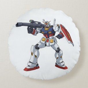 Cojín Redondo Clásico Retro RX-78-2 Gundam Mecha Anime Ilustraci