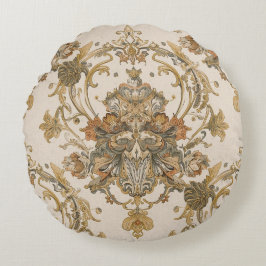 Cojín Redondo Classic, Luxury Ornament, Gold Beigi Grey