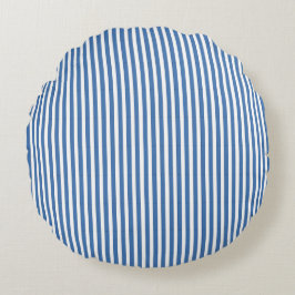 Cojín Redondo Classic Nautical Blue and White Ticking Stripe