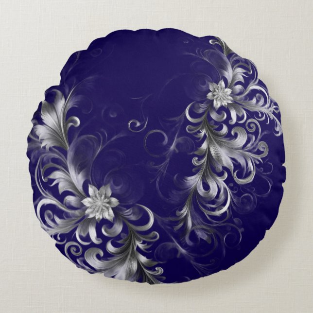 Cojín Redondo Classic Navy and Silver Luxe  (Anverso)