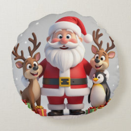 Cojín Redondo Classic Red & Green Christmas Round Pillow