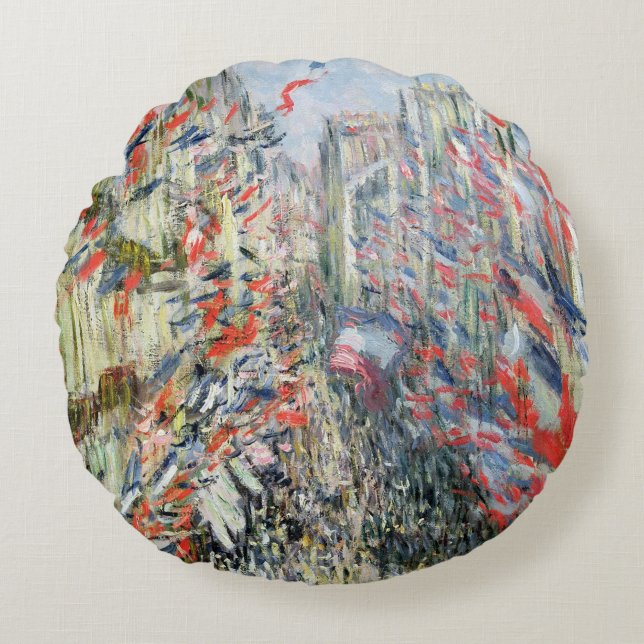 Cojín Redondo Claude Monet el | la ruda Montorgueil, París (Anverso)