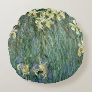 Cojín Redondo Claude Monet el   los iris amarillos