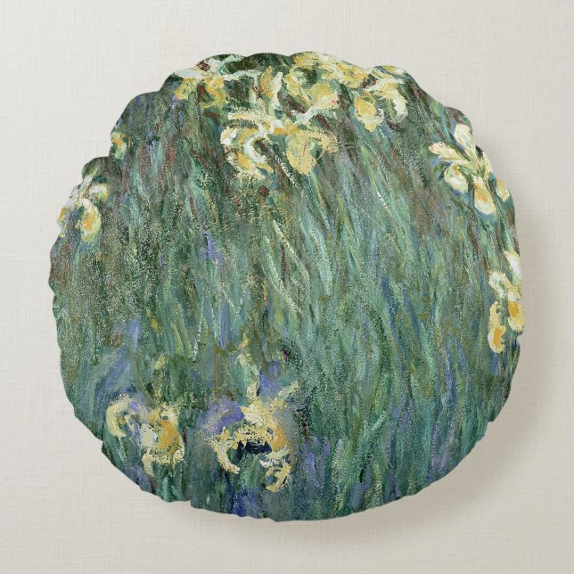 Cojín Redondo Claude Monet el | los iris amarillos (Anverso)
