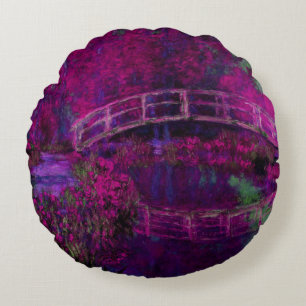 Cojín Redondo Claude Monet El puente japonés púrpura