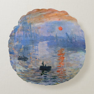 Cojín Redondo Claude Monet Impresión Amanecer 1872 Puerto Arte