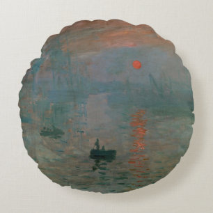 Cojín Redondo Claude Monet Impresión Amanecer Impresión de Arte 