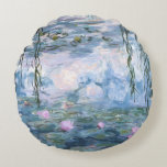 Cojín Redondo Claude Monet Impressionist Water Lillies Painting<br><div class="desc">Impressionist Landscape Painting by Claude Monet - Classic Masterpieces - Claude Monet's Nature Painting Series - Claude Monet Impressionist Water Lillies Painting</div>