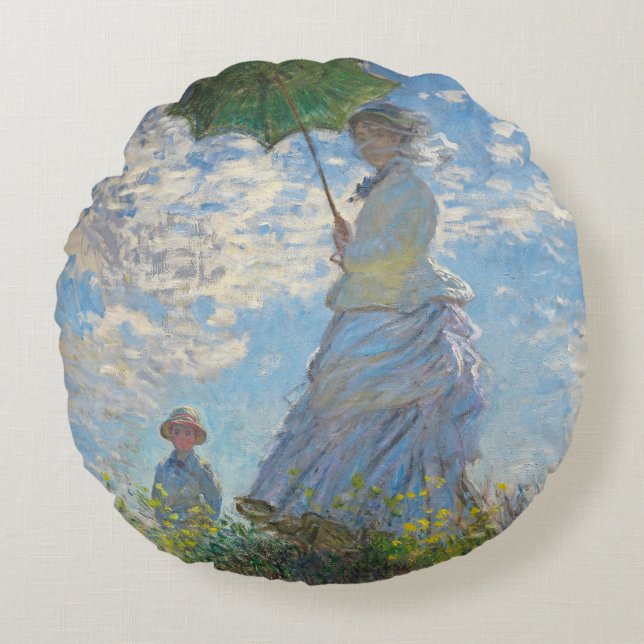 Cojín Redondo Claude Monet | Mujer con Parasol (Anverso)