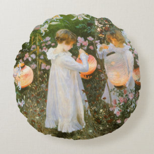 Cojín Redondo Clavel, Lirio, Lirio, Rosa de John Singer Sargent