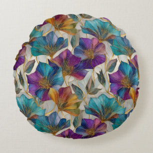 Cojín Redondo Clematis morado de Art Nouveau