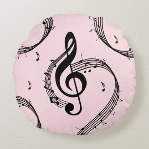 Cojín Redondo Climactic G Clef Music Pink