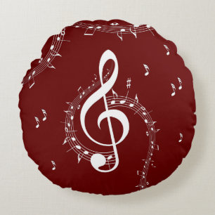 Cojín Redondo Climactic G Clef Music Red