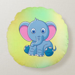 Cojín Redondo Clipart de dibujos animados de elefante bebé-64832