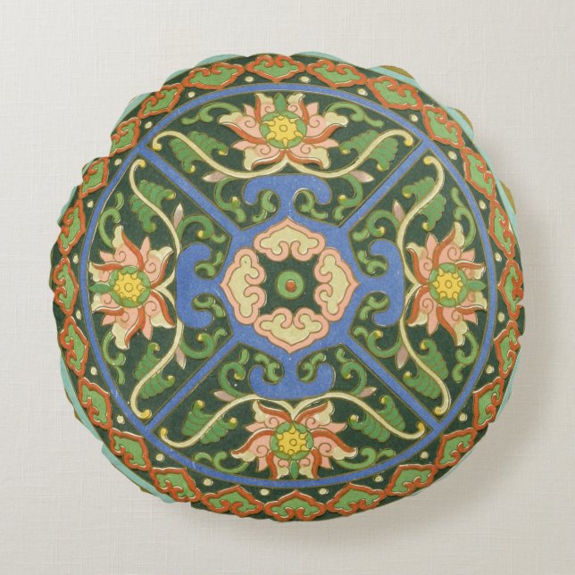 Cojín Redondo Cloisonne China Patter Asia Oriental (Anverso)
